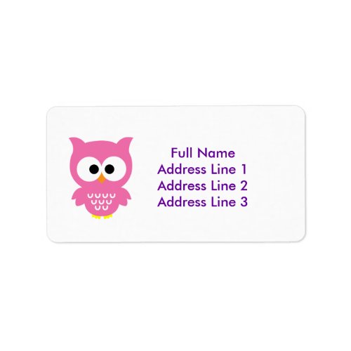 Pink owl address labels