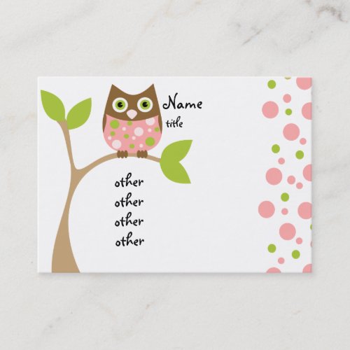 Pink Owl Baby Business Card Template