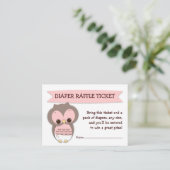 Pink Owl Baby Shower Diaper Raffle Ticket Insert (Standing Front)