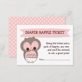 Pink Owl Baby Shower Diaper Raffle Ticket Insert (Front/Back)