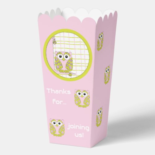 Pink Owl Baby Shower Favor Boxes