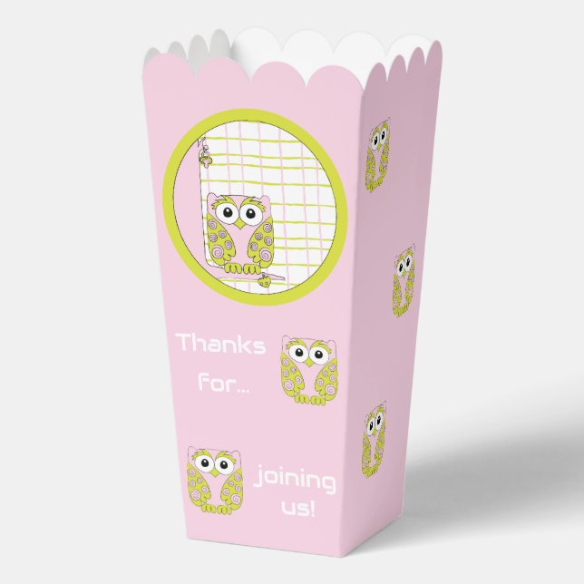 Pink Owl Baby Shower Favor Boxes (Front)