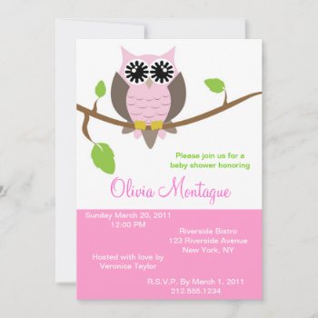 Pink Owl Baby Shower Invitation by Stephie421 at Zazzle