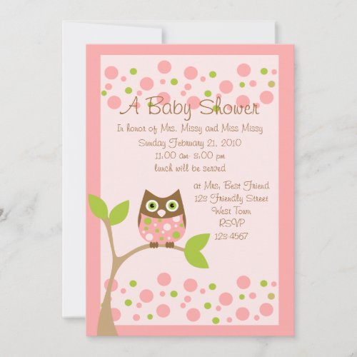 Pink Owl Baby Shower Invitation