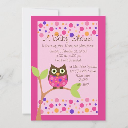 Pink Owl Baby Shower Invitation-hotpink by request