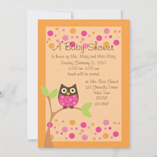 Pink Owl Baby Shower Invitation-hotpink by request