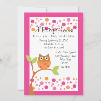 Pink Owl Baby Shower Invitation-hotpink by request Invitation