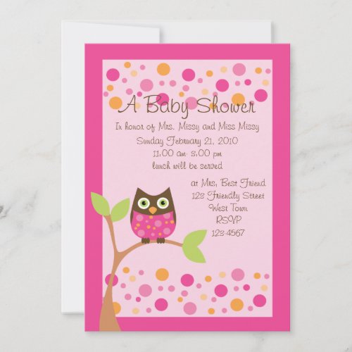 Pink Owl Baby Shower Invitation-hotpink by request
