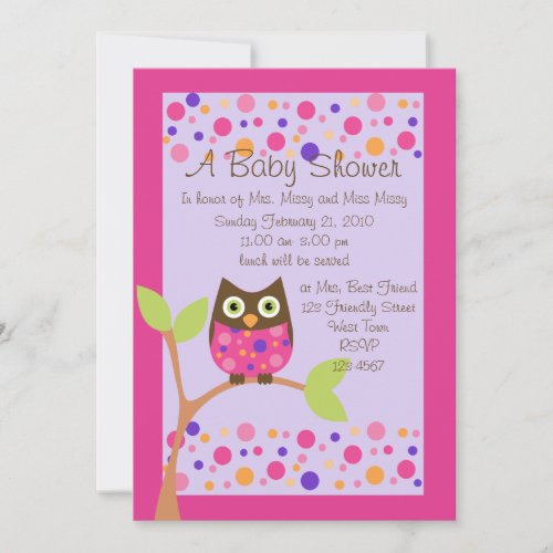Pink Owl Baby Shower Invitation-hotpink by request