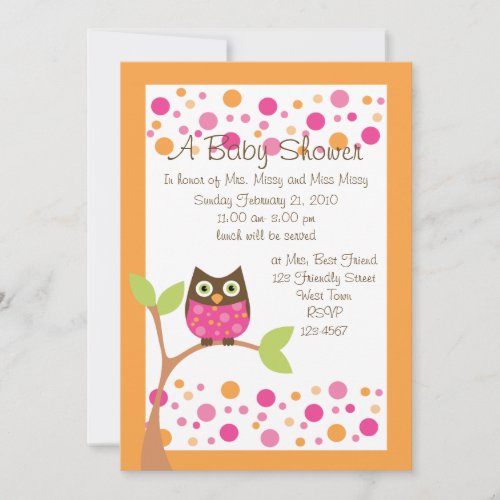 Pink Owl Baby Shower Invitation-hotpink by request