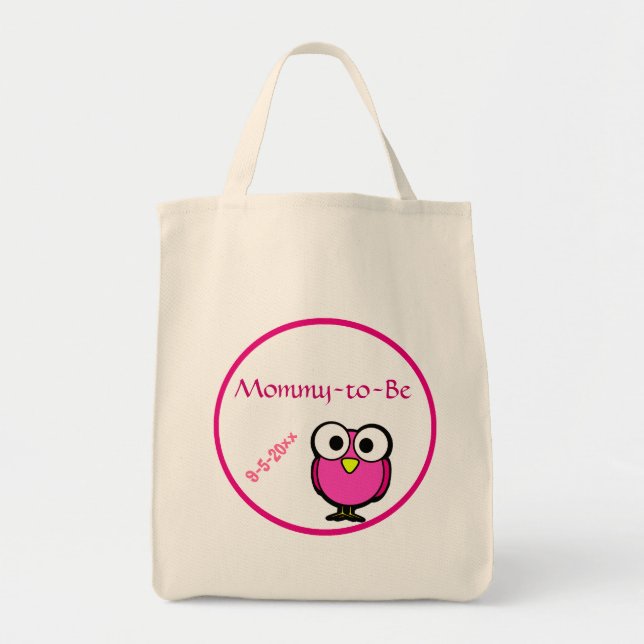 Pink Owl Baby Shower Tote Bag (Front)