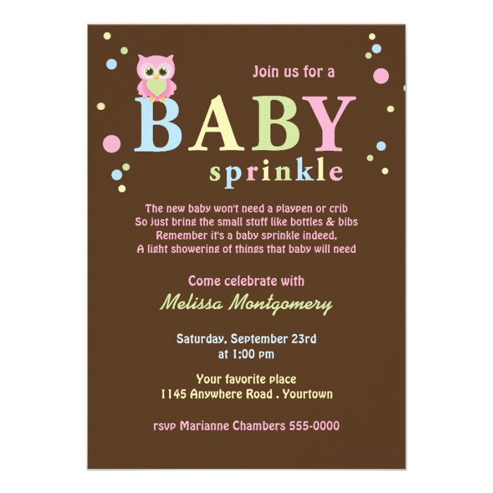 Pink Owl Baby Sprinkle Invitation