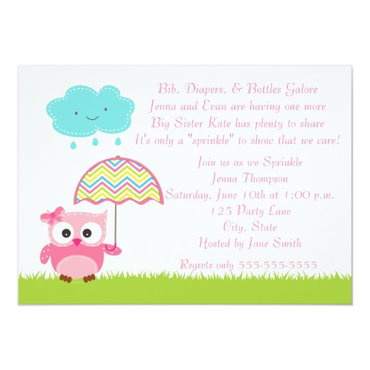 pink owl baby sprinkle invitation zazzle com