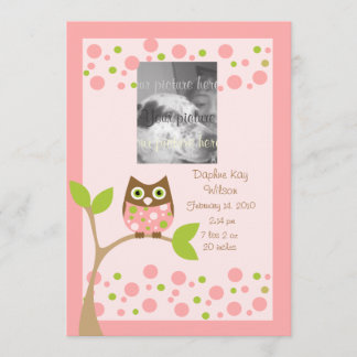 Pink Owl Birth Announcment.. Announcement