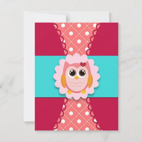 Pink Owl Birthday Invitation for Kids