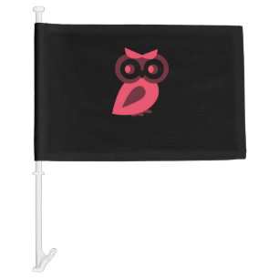 Pink Owl Car Flag