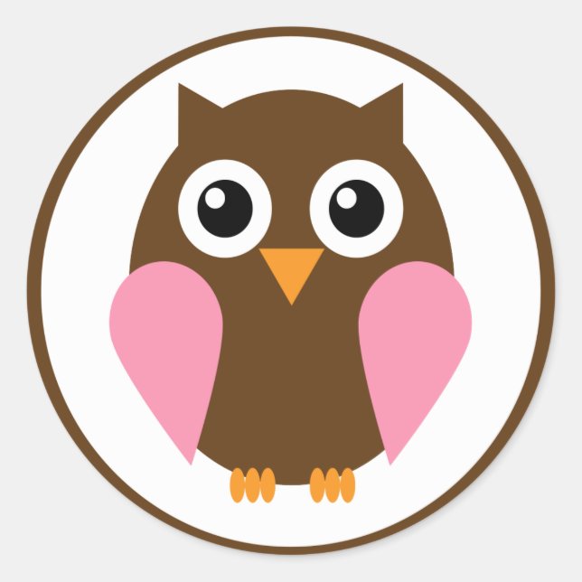 Pink Owl Classic Round Sticker (Front)