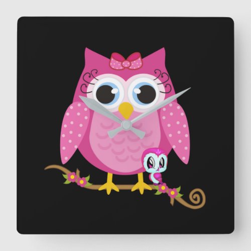 Pink Owl Clock