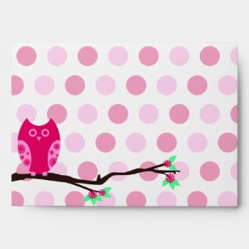 Pink Owl Custom A7 Envelope by Joyful_Expressions at Zazzle