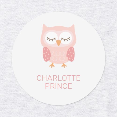 Pink Owl cute customized clothing iron on Kids Labels