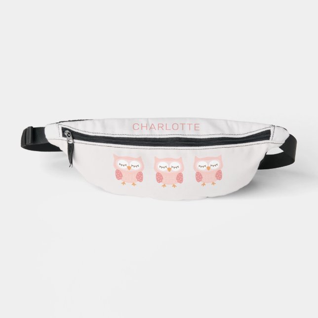 'Pink Owl', cute customized  Fanny Pack (Front)