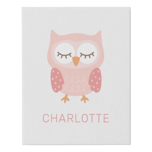 Pink Owl cute customized  Faux Canvas Print