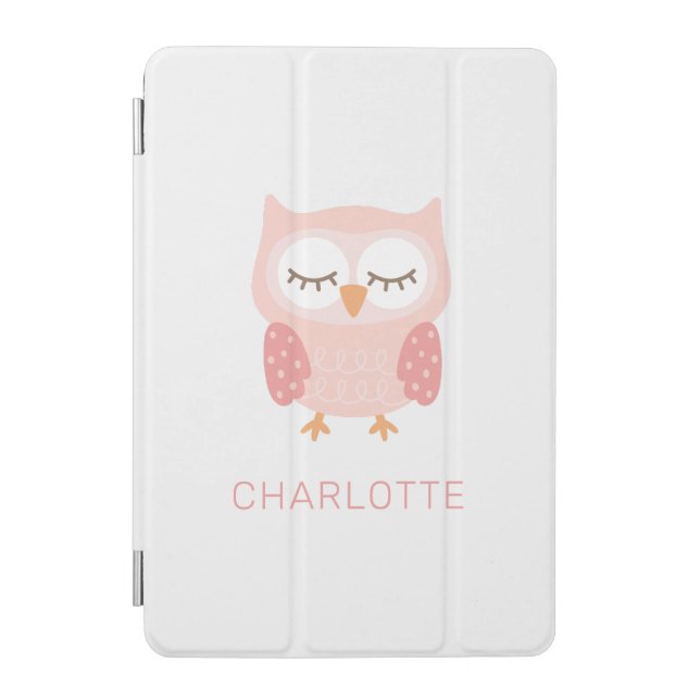 'Pink Owl', cute customized  iPad Mini Cover (Front)