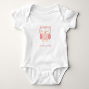 'Pink Owl', cute customized keepsake Pocket Baby Bodysuit