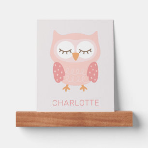 'Pink Owl', cute customized  Picture Ledge