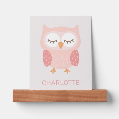 Pink Owl cute customized  Picture Ledge