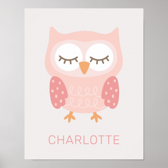 'Pink Owl', cute customized  Poster (Front)