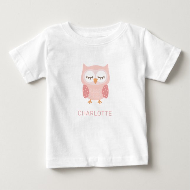 'Pink Owl', cute customized pyjama  Baby T-Shirt (Front)