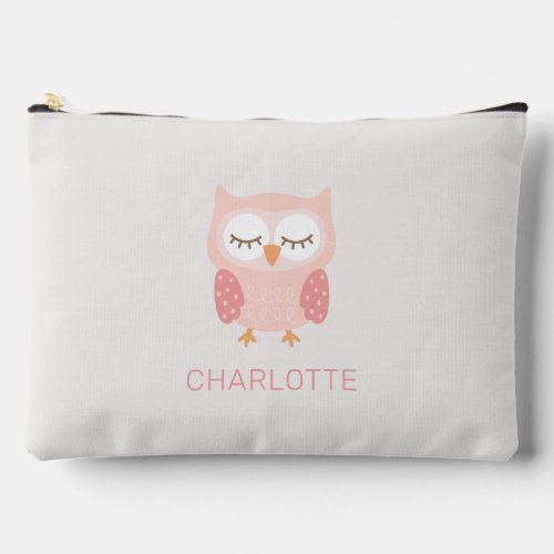Pink Owl cute  whimsical customized girls Accessory Pouch