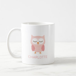 'Pink Owl', cute & whimsical customized girls Coffee Mug