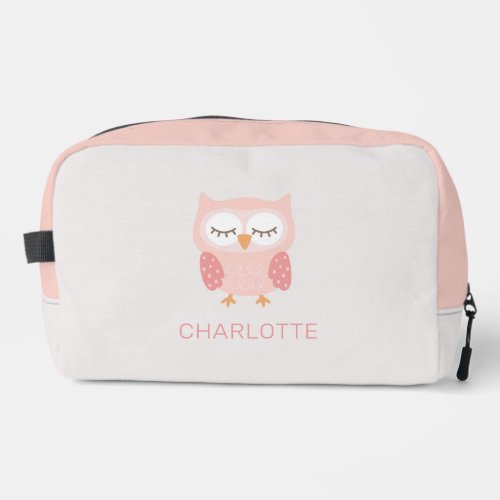 Pink Owl cute  whimsical customized girls Dopp Kit