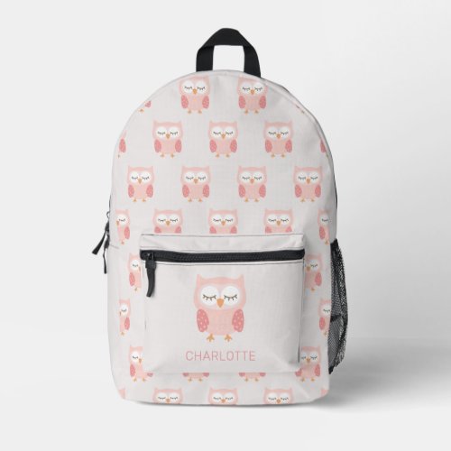 'Pink Owl', cute & whimsical customized girls Printed Backpack