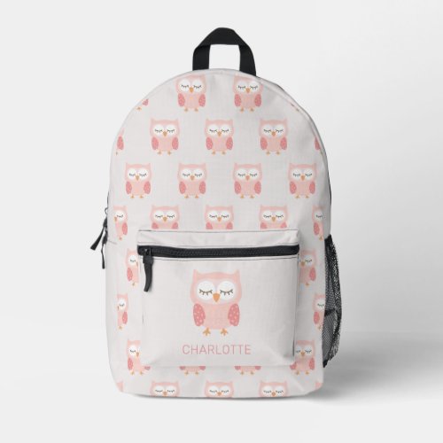 Pink Owl cute  whimsical customized girls Printed Backpack