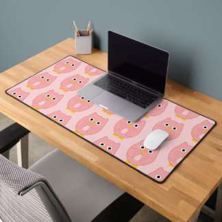 Pink Owl Design Desk Mat