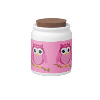 Pink Owl design Gifts Candy Jar