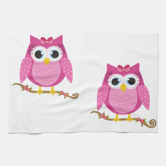 Pink Owl design Gifts Kitchen Towel