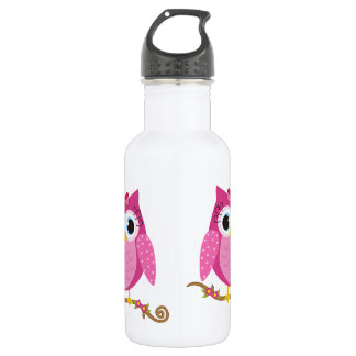 Pink Owl design Water Bottle