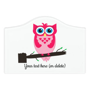 Pink owl Door sign