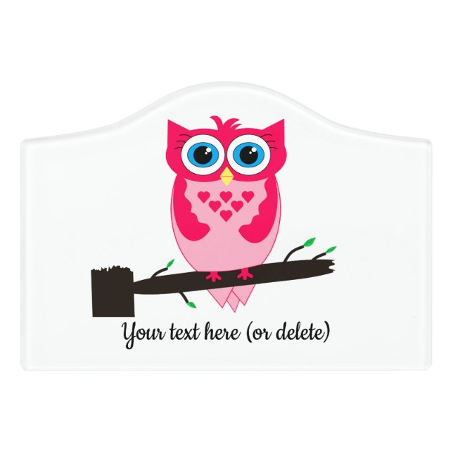 Pink owl Door sign (Small Crest Front)