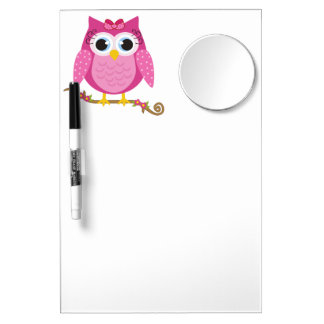 Pink Owl Dry Erase with mirror Dry Erase Board With Mirror