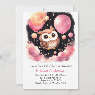 Pink Owl Forest Adventure Girl Baby Shower Invitation