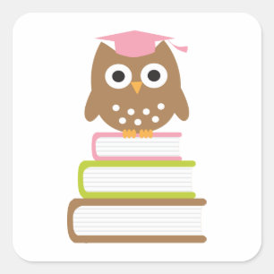 Pink Owl Graduation Envelope Seals