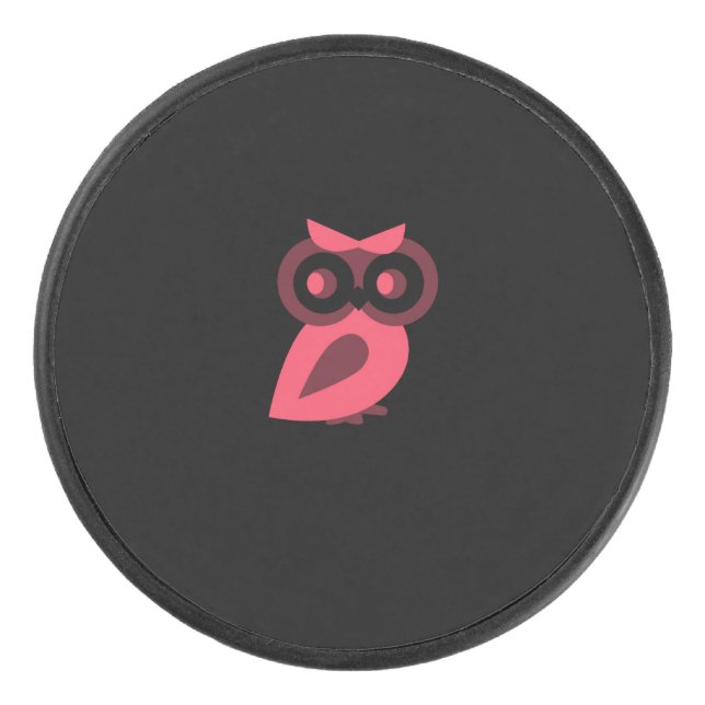 Pink Owl Hockey Puck (Front)