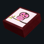 Pink Owl Illustration Gift Box<br><div class="desc">Custom keepsake box features a beautiful vector illustration of an owl perched on a tree branch.</div>