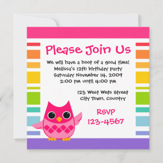 Pink Owl Invitation