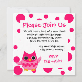 Pink Owl Invitation
